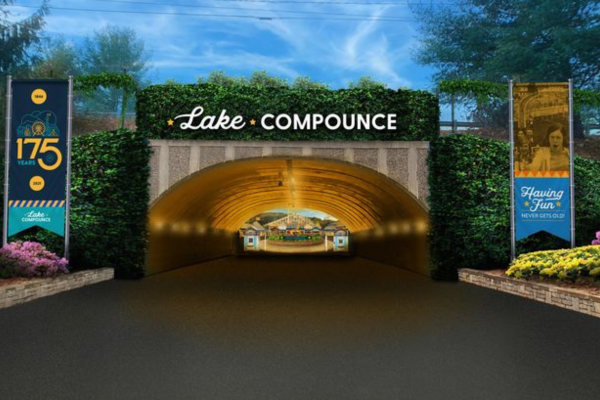 Decorative UV foliage above a tunnel